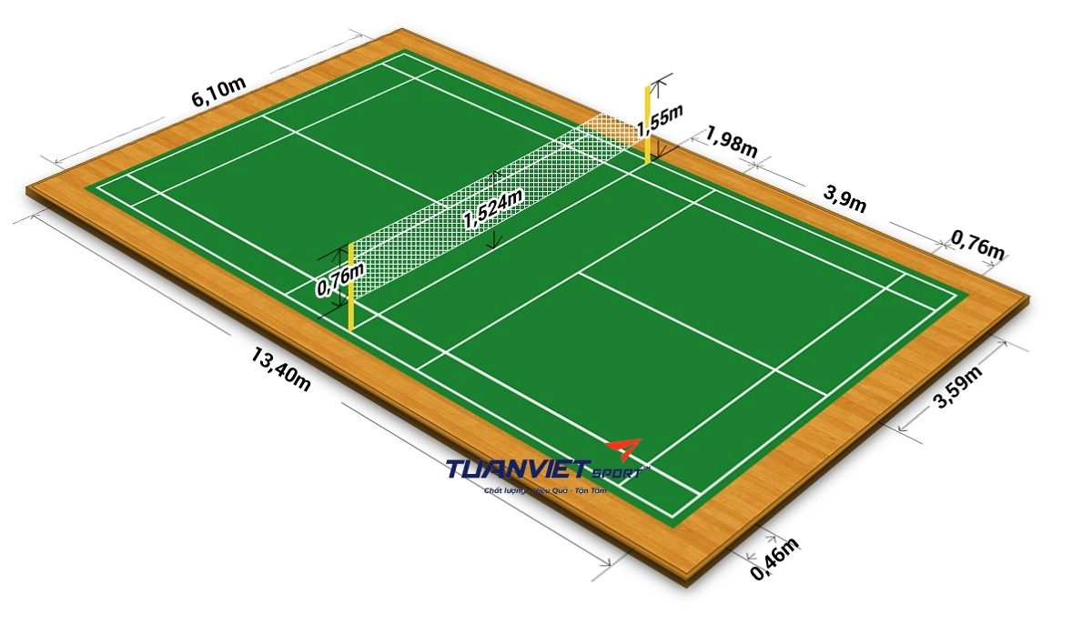 Khám phá kích thước sân cầu lông tiêu chuẩn quốc tế
