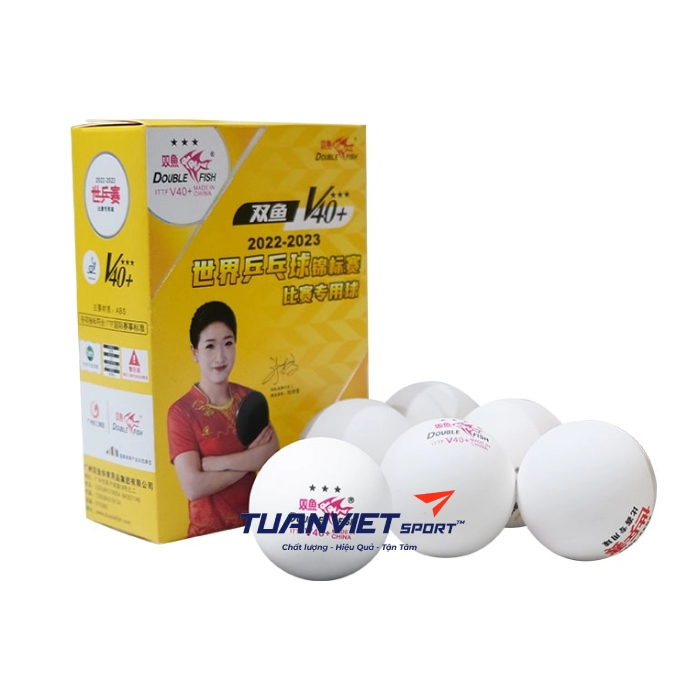 Quả bóng bàn thi đấu V40+ DOUBLE FISH hộp 6 quả