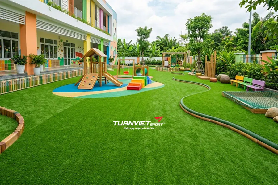 Hướng dẫn bảo trì cỏ nhân tạo trường mầm non theo tiêu chuẩn an toàn