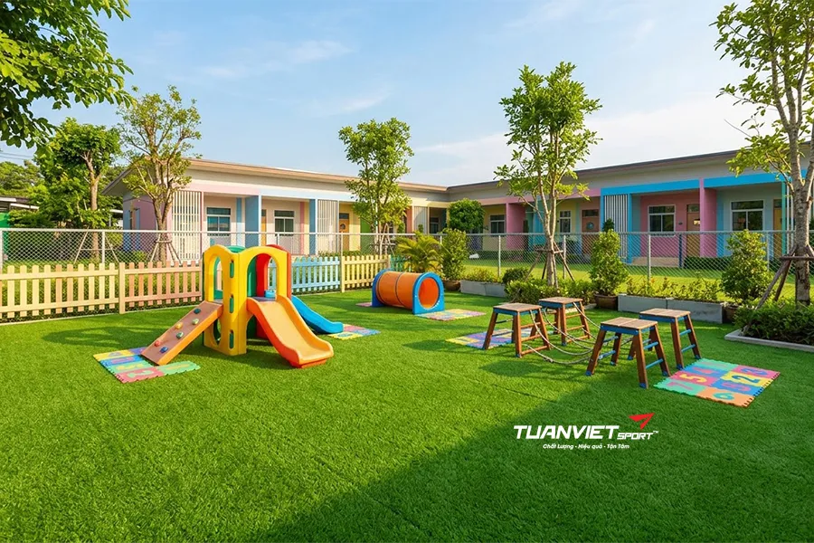 Cỏ nhân tạo cho sân chơi trẻ em có an toàn không?