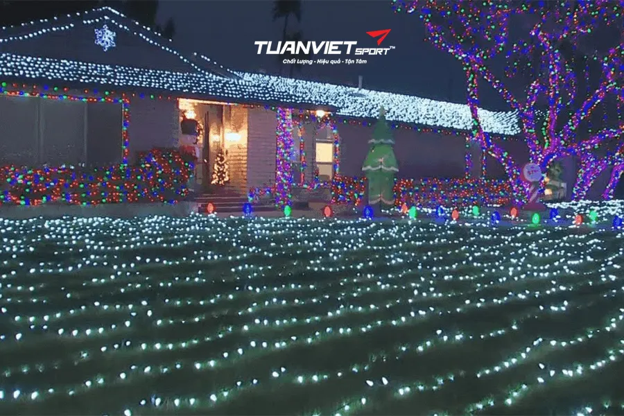Biến sân vườn thành “đêm sao” lấp lánh với ánh sáng Noel trên nền cỏ nhân tạo