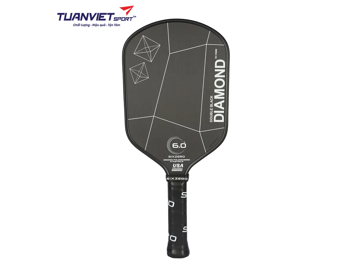 Vợt Pickleball Six Zero Double Black Diamond Control Elongated 15mm
