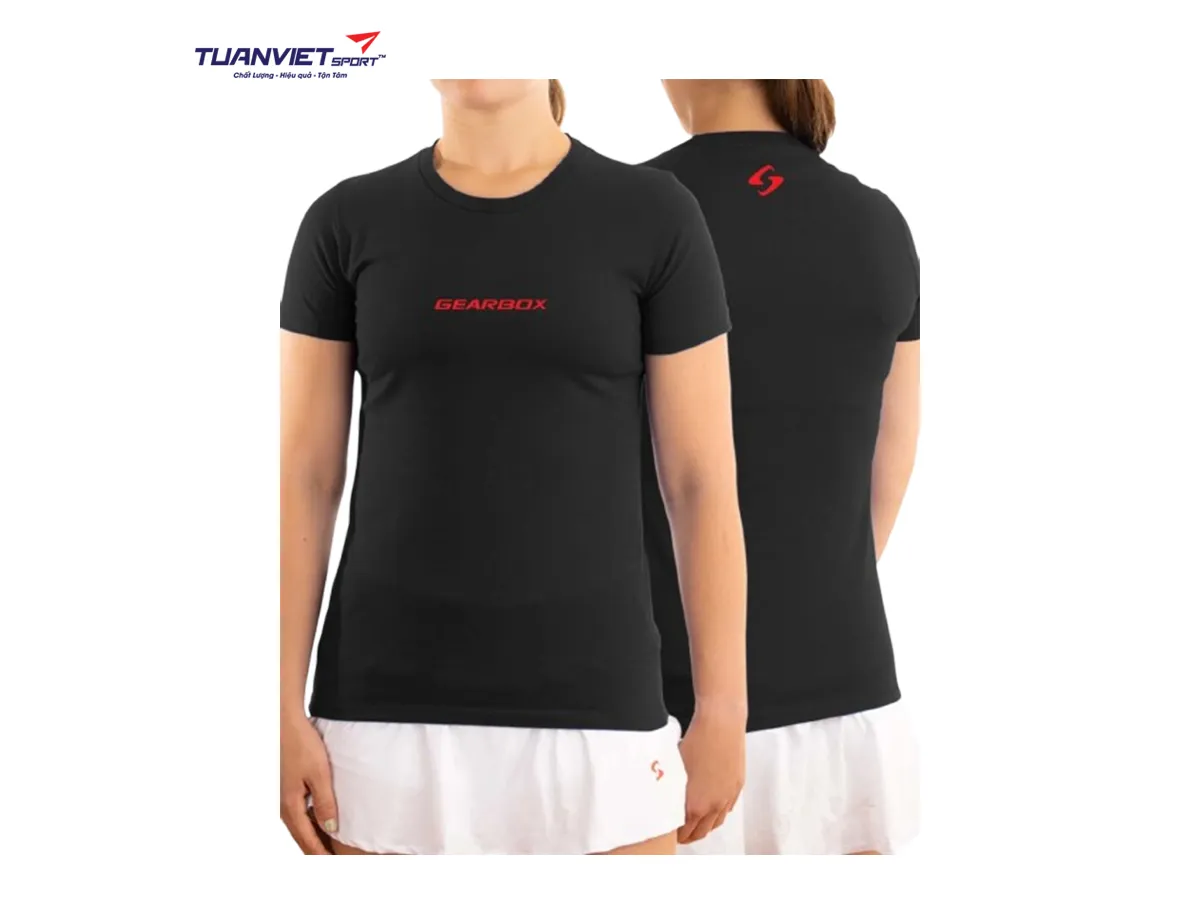 Áo cotton thể thao nữ Gearbox Tee Black (Emblem)
