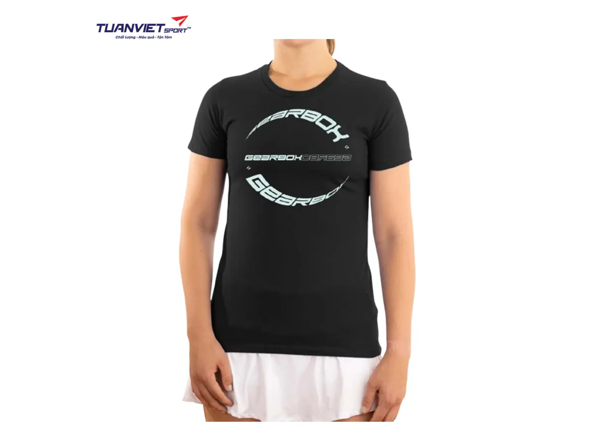 Áo cotton thể thao nữ Gearbox Tee Black (Vortex)