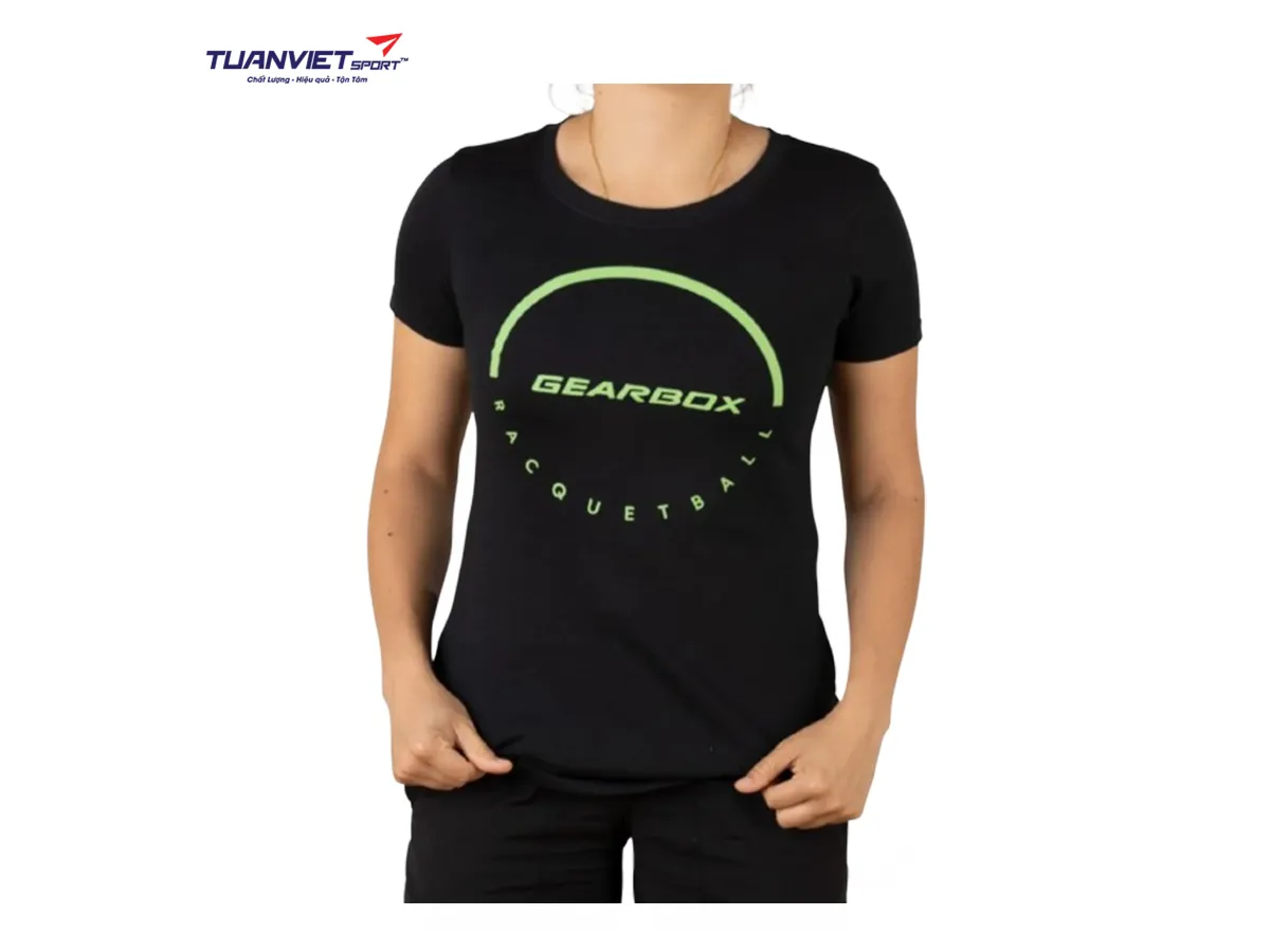 Áo cotton thể thao nữ Gearbox Tee Black (Dome Racquetball)