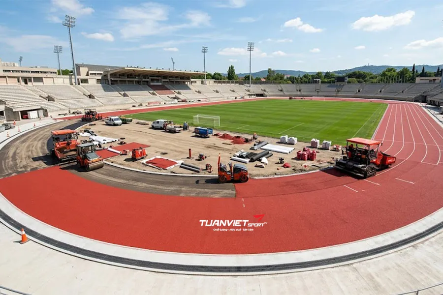 Thi công đường chạy điền kinh mất bao lâu và yếu tố nào quyết định?