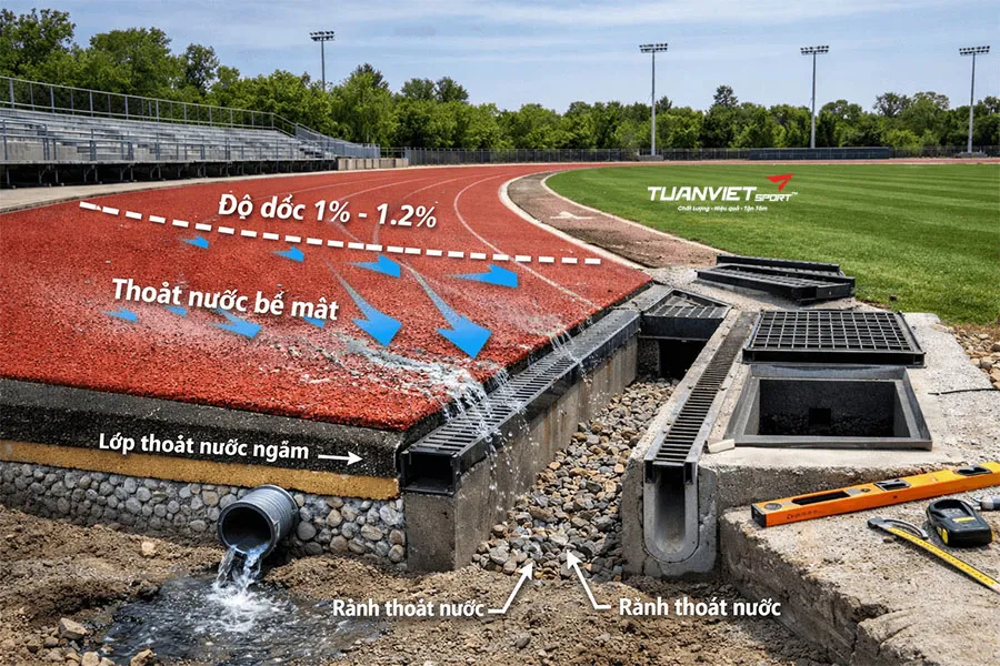 Vật liệu thi công đường chạy điền kinh gồm những gì?