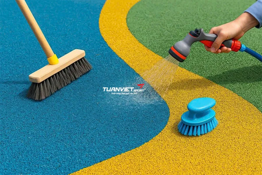 Bảo trì vệ sinh sàn EPDM đúng cách để tăng độ bền và an toàn