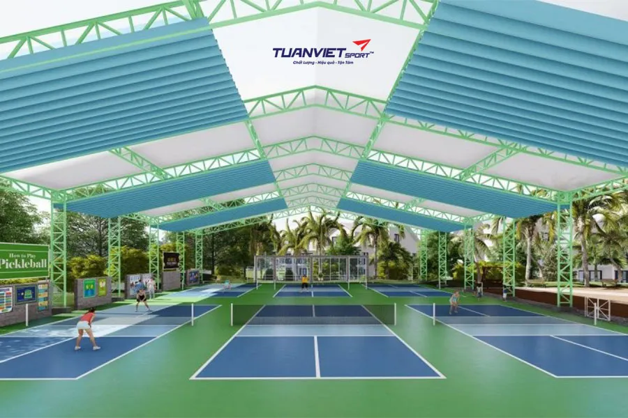 Thiết kế mái che sân Pickleball chuẩn kỹ thuật và tối ưu chi phí