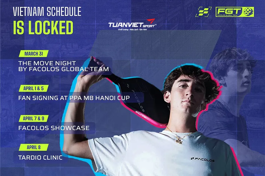 Phù thủy Gen Z Gabe Tardio đến Việt Nam tạo cơn sốt Pickleball toàn quốc