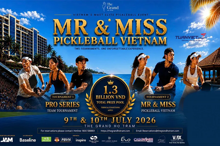 Sức hút giải thưởng 1,3 tỷ kèm dàn sao hội tụ tại Mr và Miss Pickleball 2026