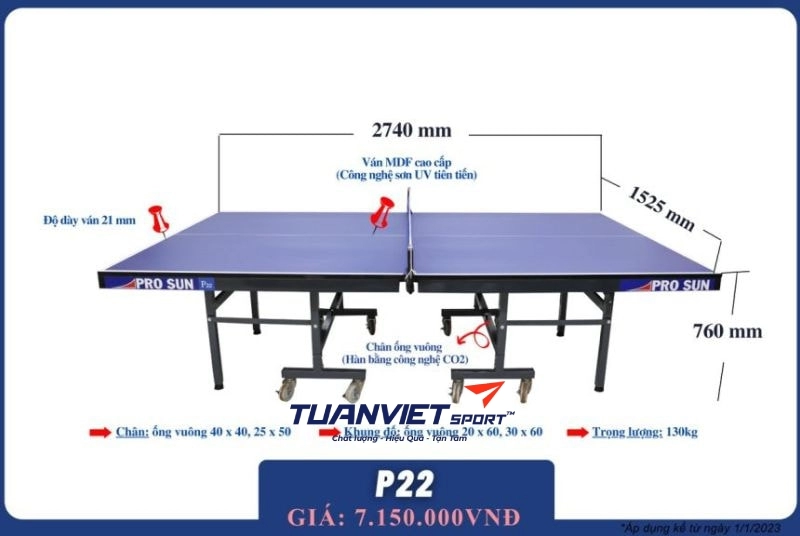 Bàn bóng bàn PRO SUN P22