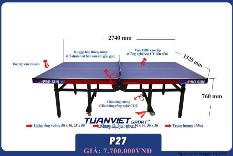 Bàn bóng bàn SUNSTAR 1 SAO