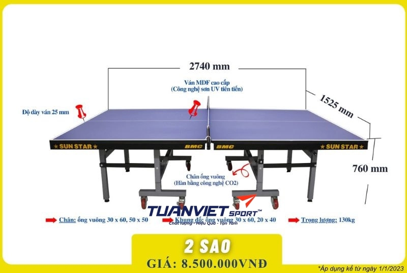 Bàn bóng bàn SUNSTAR 2 SAO