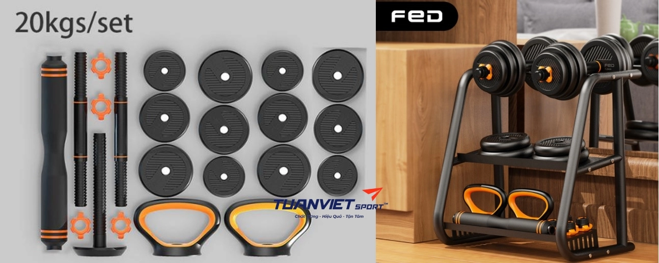 Bộ tạ đa năng 4 in 1 loại 20Kg