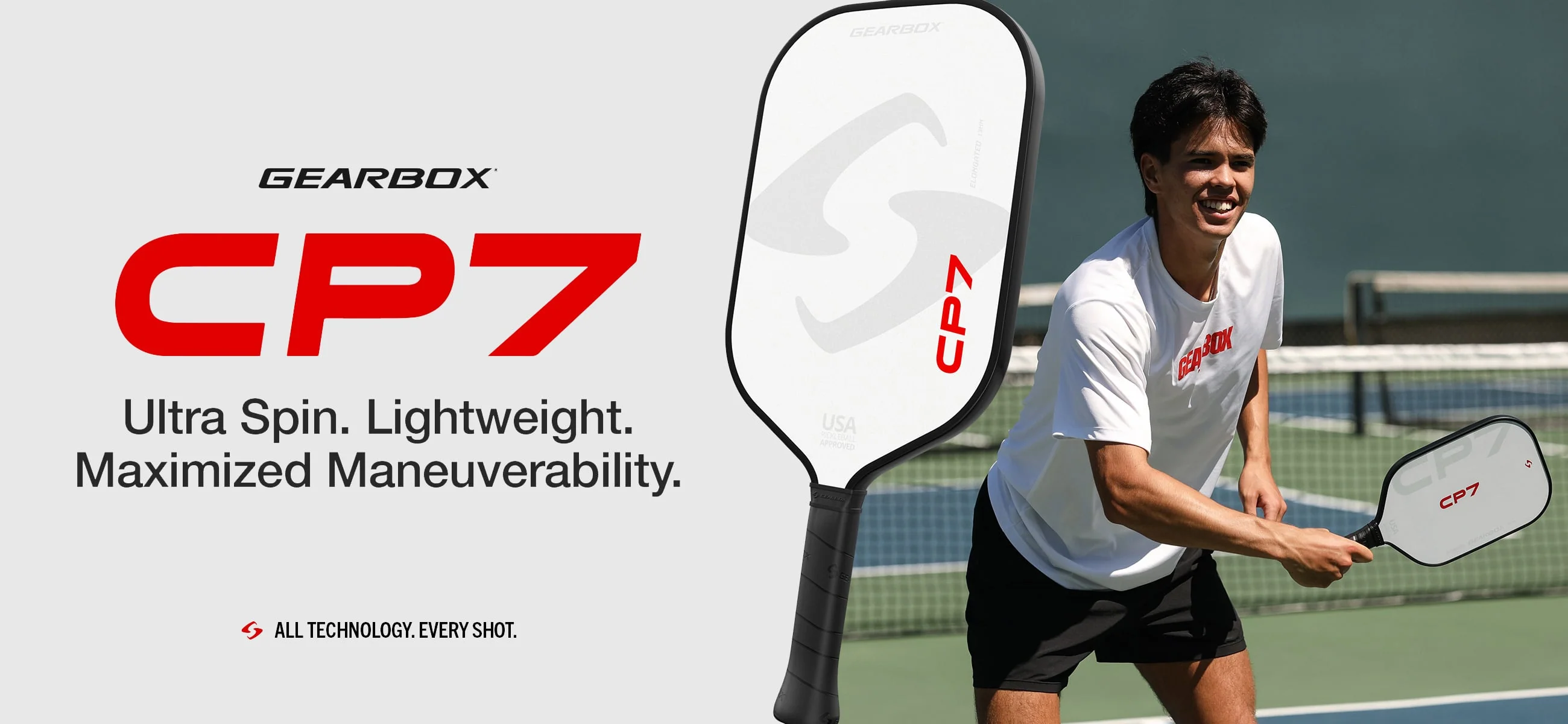 Vợt pickleball Gearbox CP7 - 8oz White