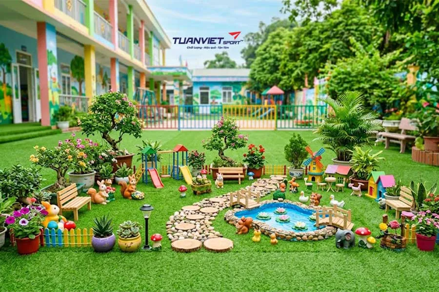 Bảng giá thảm cỏ nhân tạo sân chơi trường mầm non