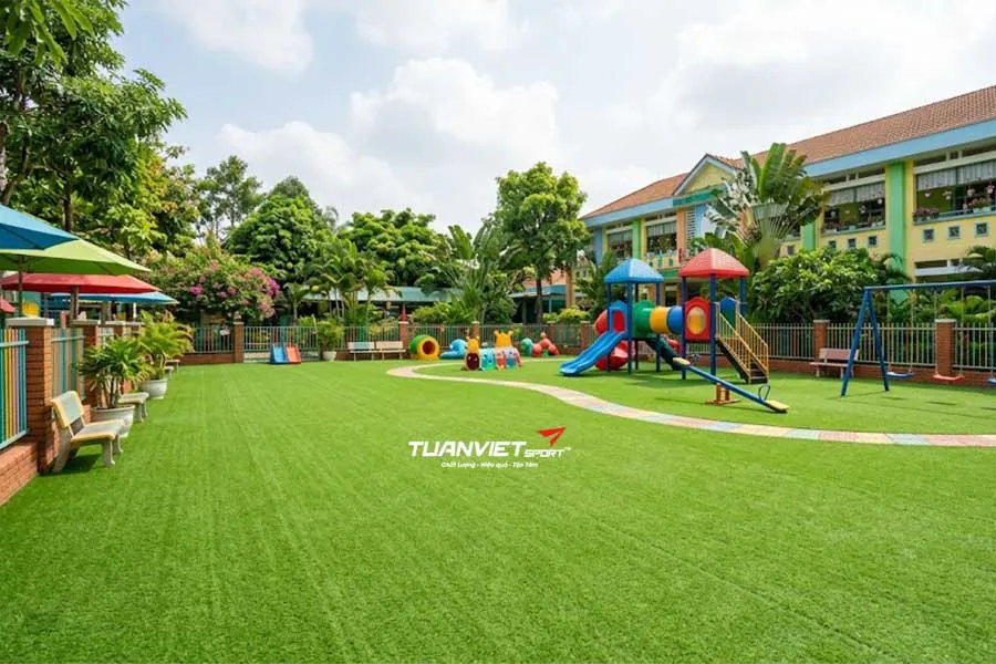 Ứng dụng cỏ nhân tạo sân trường mầm non