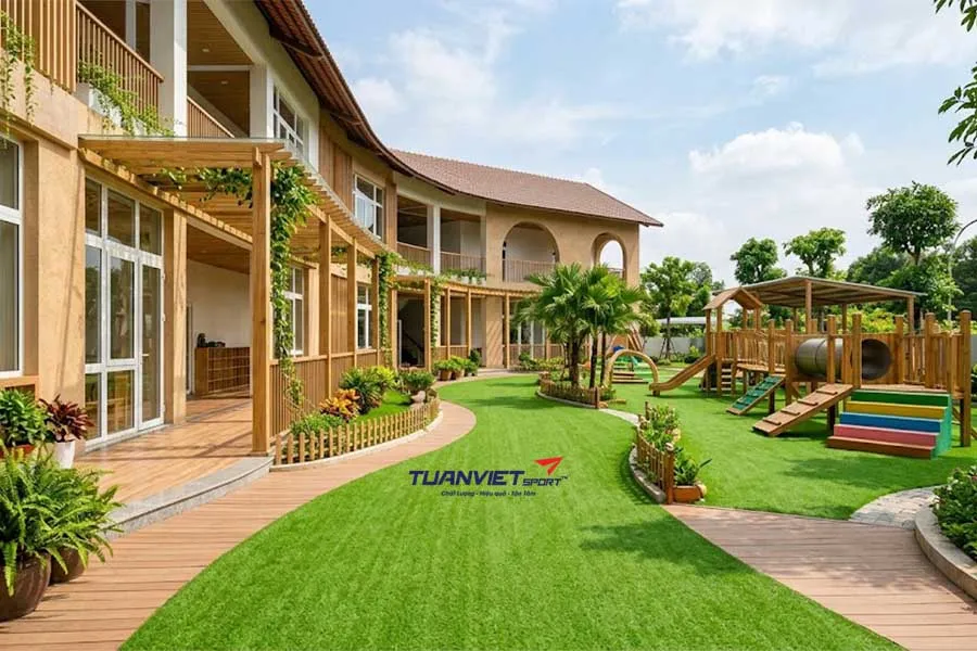 Ứng dụng cỏ nhân tạo sân trường mầm non
