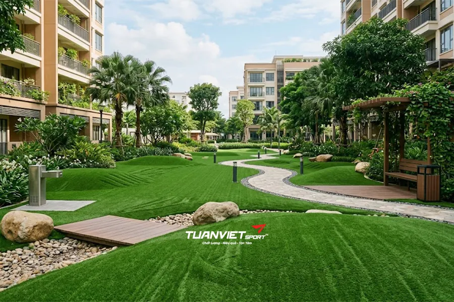 Xu hướng thiết kế c&ocirc;ng vi&ecirc;n cỏ nh&acirc;n tạo hiện đại mới nhất