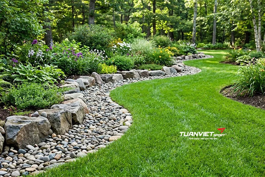 6 c&aacute;ch b&agrave;i tr&iacute; thảm cỏ nh&acirc;n tạo gi&uacute;p kh&ocirc;ng gian s&acirc;n vườn tr&ocirc;ng tự nhi&ecirc;n hơn