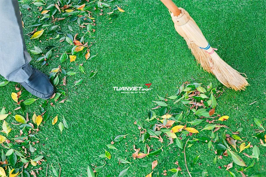 C&aacute;ch chải cỏ nh&acirc;n tạo đ&uacute;ng c&aacute;ch gi&uacute;p thảm cỏ bền đẹp l&acirc;u d&agrave;i