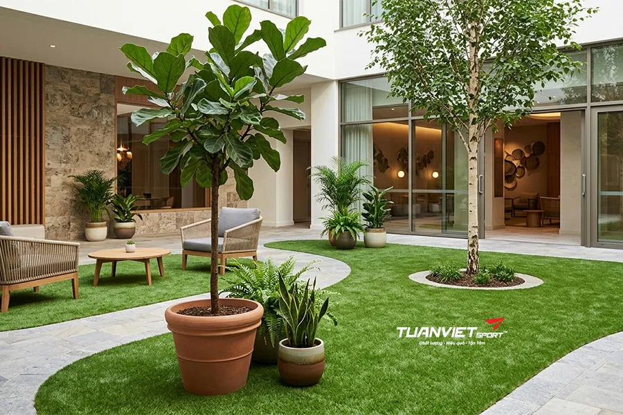 C&oacute; n&ecirc;n trải cỏ nh&acirc;n tạo trong khu vực nhiều c&acirc;y xanh kh&ocirc;ng?