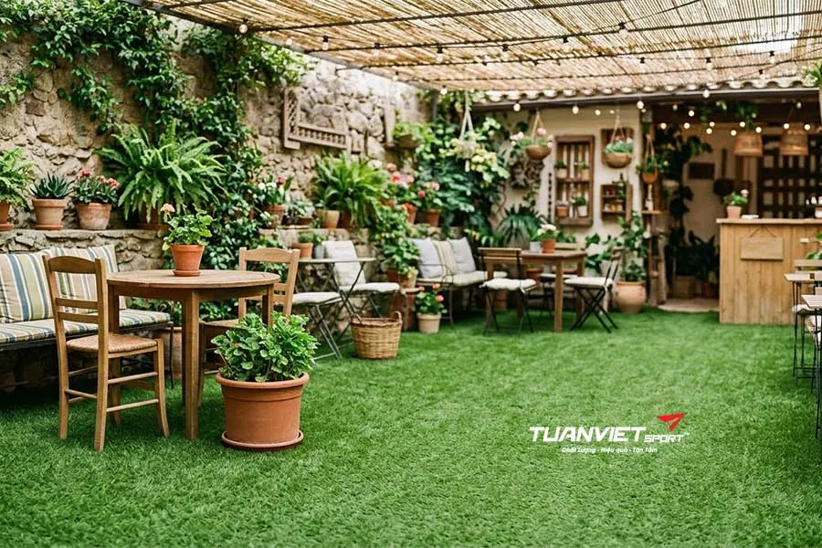 Ti&ecirc;u ch&iacute; chọn cỏ nh&acirc;n tạo qu&aacute;n cafe ph&ugrave; hợp từng phong c&aacute;ch thiết kế