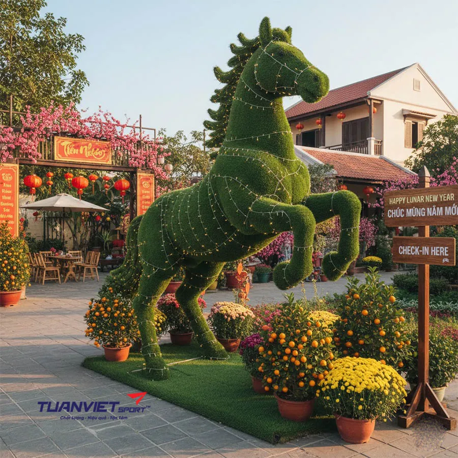 Top 15 &Yacute; Tưởng Trang Tr&iacute; S&acirc;n Vườn Đ&oacute;n Tết Bằng Cỏ Nh&acirc;n Tạo