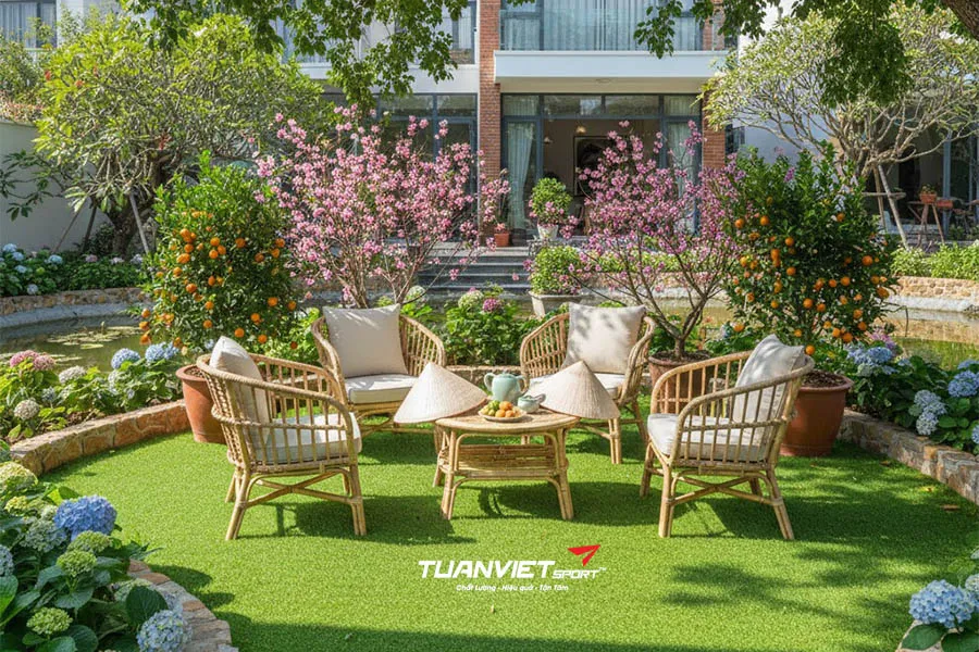 Top 15 &Yacute; Tưởng Trang Tr&iacute; S&acirc;n Vườn Đ&oacute;n Tết Bằng Cỏ Nh&acirc;n Tạo