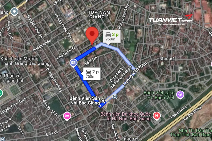 Ảnh vệ tinh shop cầu lông Tỉnh Bắc Giang - VNB Sports