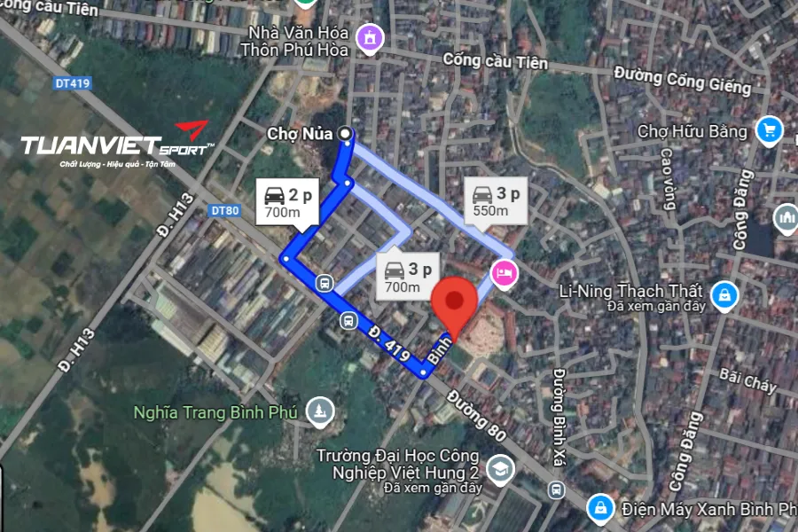 Ảnh vệ tinh shop cầu lông Huyện Thạch Thất - Thế Giới Cầu Lông Thạch Thất