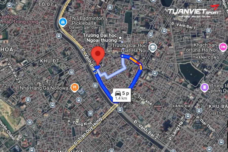 Ảnh vệ tinh shop cầu lông Quận Đống Đa - Quốc Việt Badminton