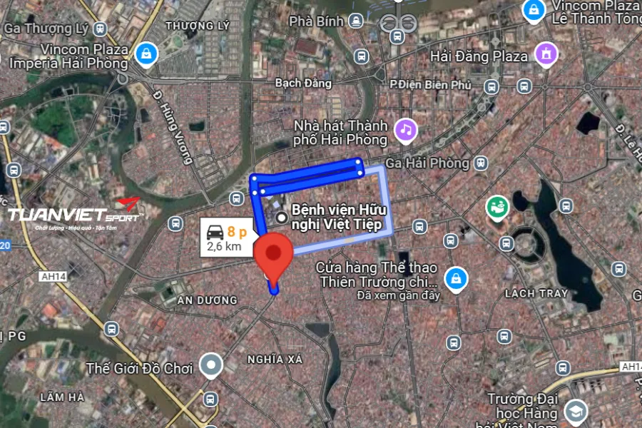 Ảnh vệ tinh shop cầu lông Thành phố Hải Phòng - VNB Sports