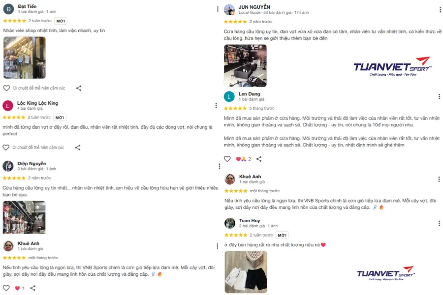 Đánh giá của người mua về Shop cầu lông VNB Sports Quảng Ngãi 