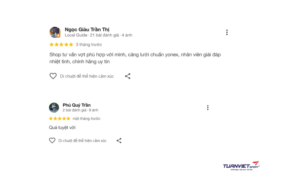 Đánh giá của người mua về Shop cầu lông Phú Quí Sport