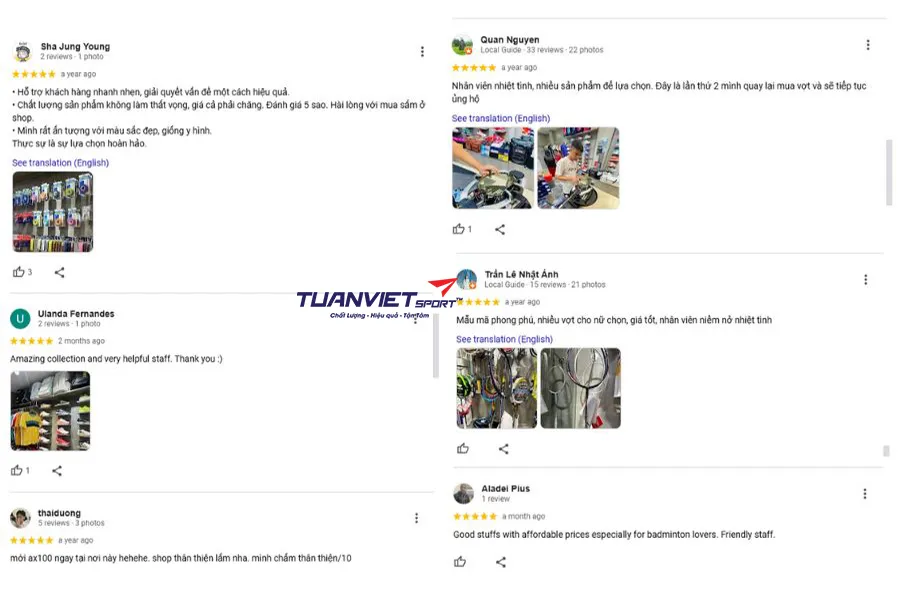 Đánh giá của khách hàng về Shop cầu lông Lượng Sports - Danh sách shop cầu lông Quận 1 - Thành phố Hồ Chí Minh