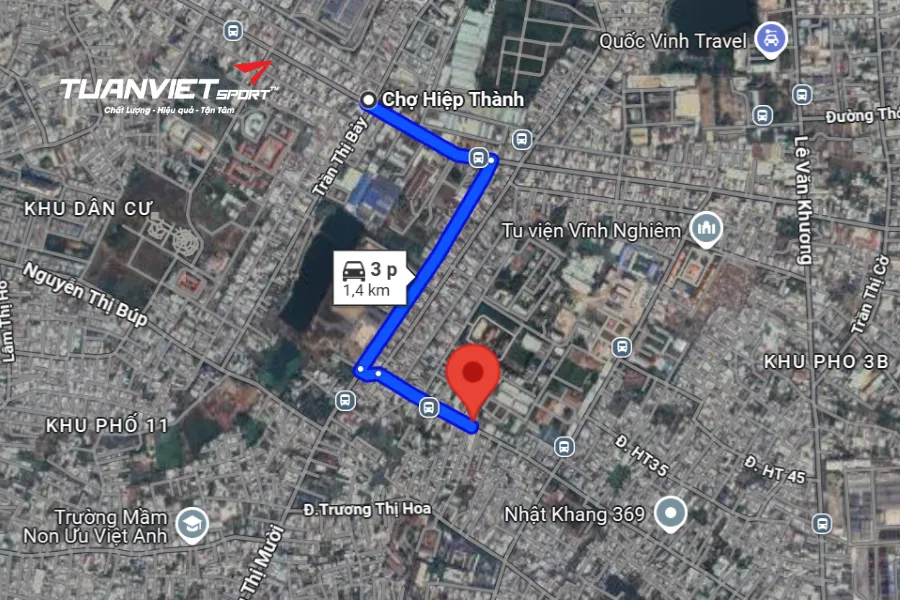 Ảnh vệ tinh shop cầu lông Quận 12 - Việt