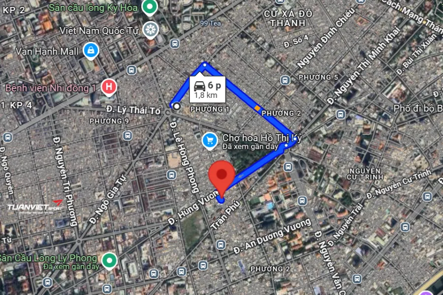 Ảnh vệ tinh shop cầu lông Quận 5 - BMT