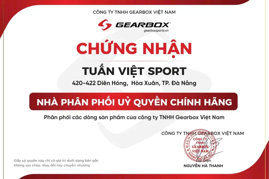 Chứng nhận của Gearbox cấp cho Tuấn Việt Sport
