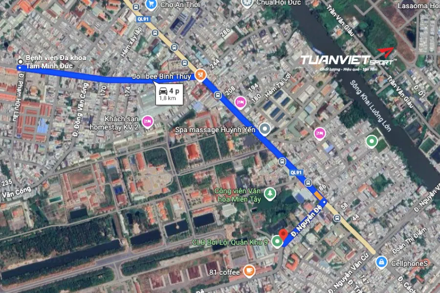 Ảnh vị trí sân bóng đá tỉnh Cần Thơ - Sân bóng Phi Long