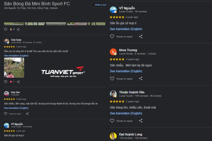 Sân bóng đá Bình Sport FC - Sân bóng đá Đồng Tháp