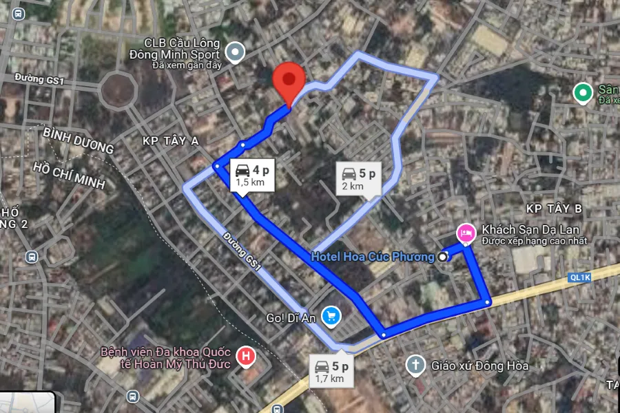 sân cầu lông Thành phố Dĩ An