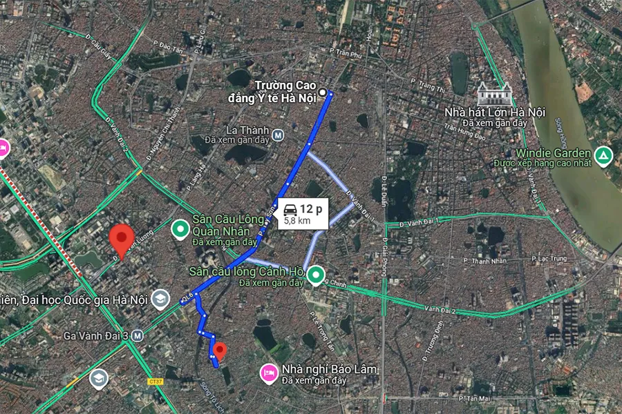 Sân cầu Lông Đoàn Thanh Niên Trường THPT Khương Đình - quận Thanh Xuân