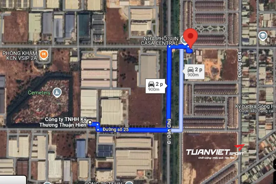 Ảnh vệ tinh S&acirc;n Cầu L&ocirc;ng The Sun Sports Center - S&acirc;n Cầu l&ocirc;ng tại Th&agrave;nh phố T&acirc;n Uy&ecirc;n tỉnh B&igrave;nh Dương (TP.HCM mới)