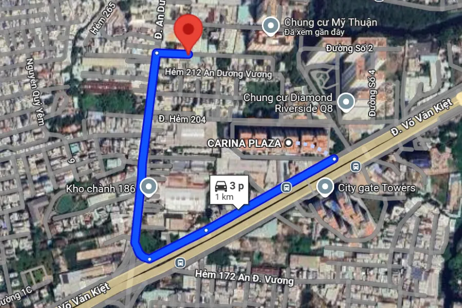 Ảnh vệ tinh sân cầu lông Quận 8 - Hoàng Vy