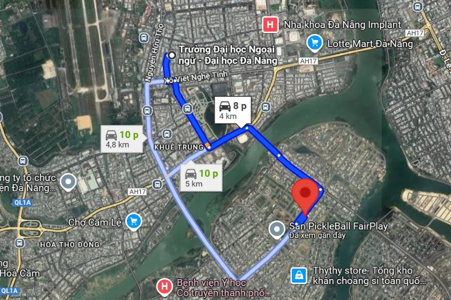 Ảnh vệ tinh sân pickleball Quận Cẩm Lệ - Kina
