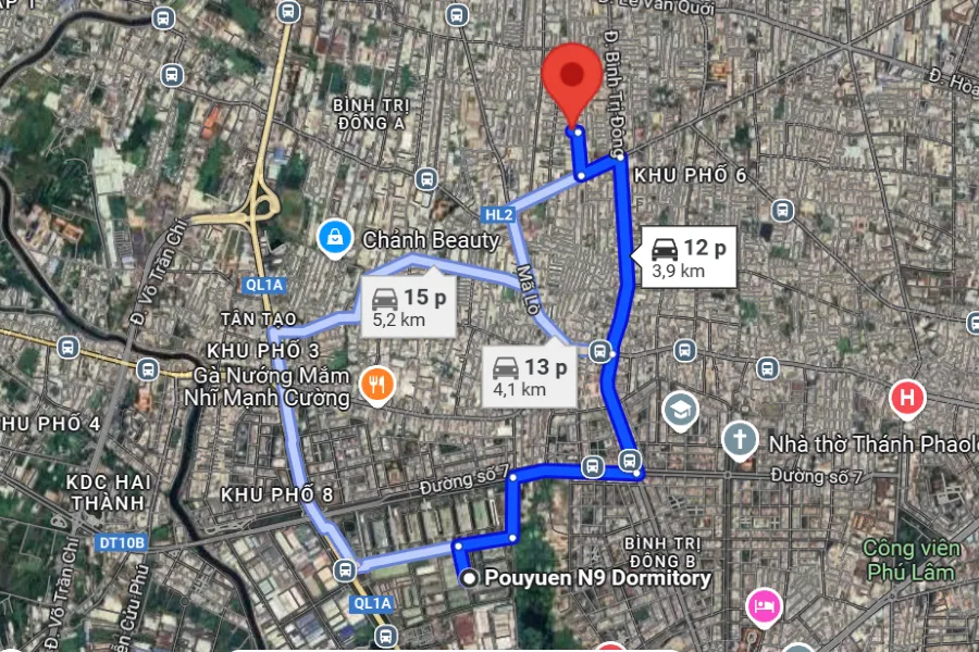 Ảnh vệ tinh sân pickleball Quận Bình Tân - Tuấn Huệ Sports