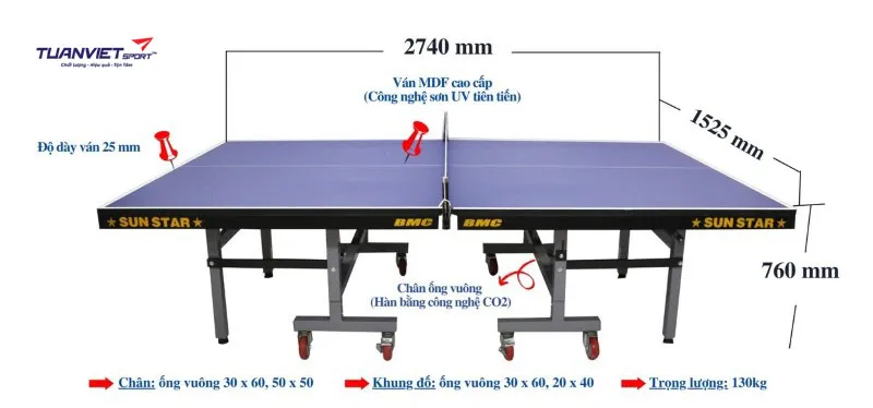 B&agrave;n b&oacute;ng b&agrave;n SUNSTAR 2 SAO