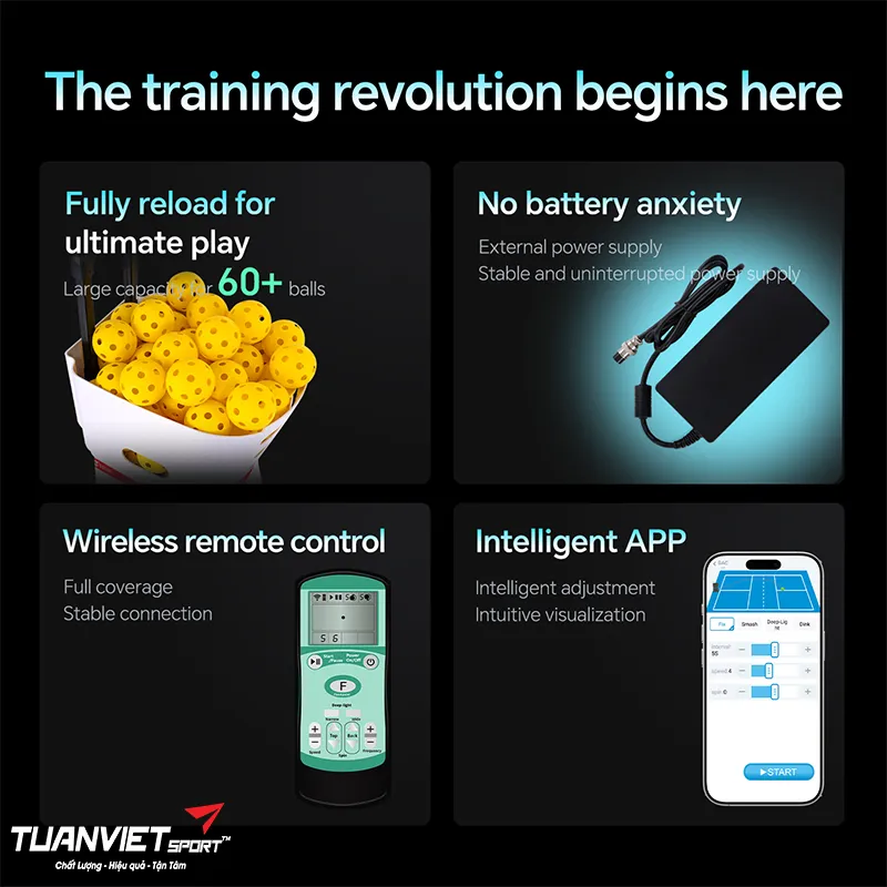 Ưu điểm nổi bật của M&aacute;y bắn b&oacute;ng pickleball Siboasi SS-C1